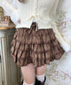 フェイクスウェードフリルミニスカート/ブラウン モデル：160㎝ F着用