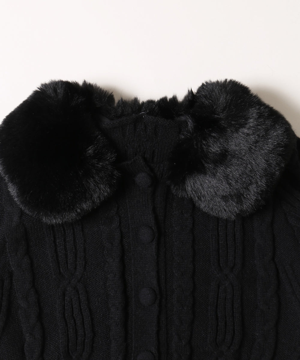 ファーカラーニットカーディガン