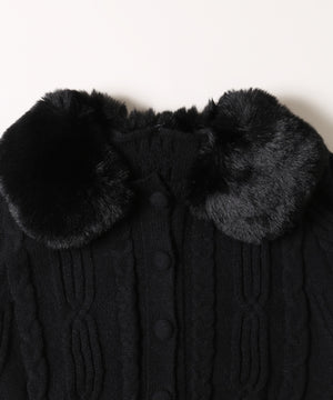 ファーカラーニットカーディガン