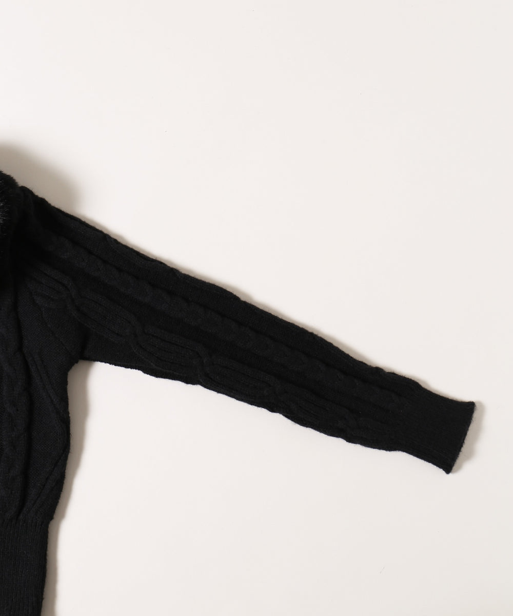 ファーカラーニットカーディガン