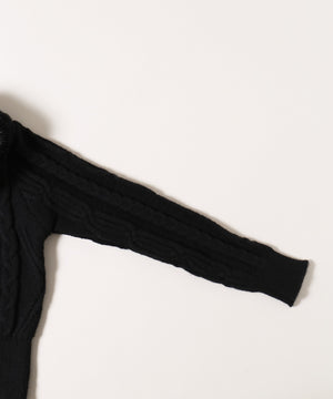 ファーカラーニットカーディガン