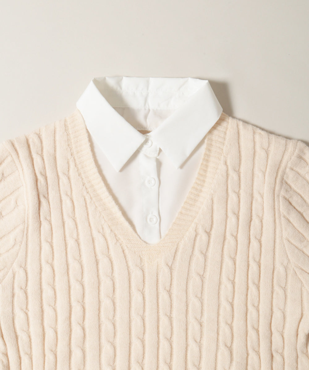 シャツドッキングケーブルニット