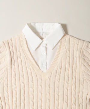 シャツドッキングケーブルニット