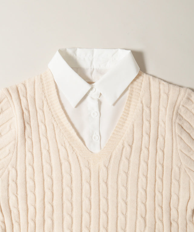 シャツドッキングケーブルニット