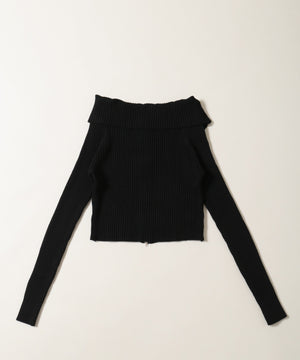 ビッグカラージップニットカーディガン