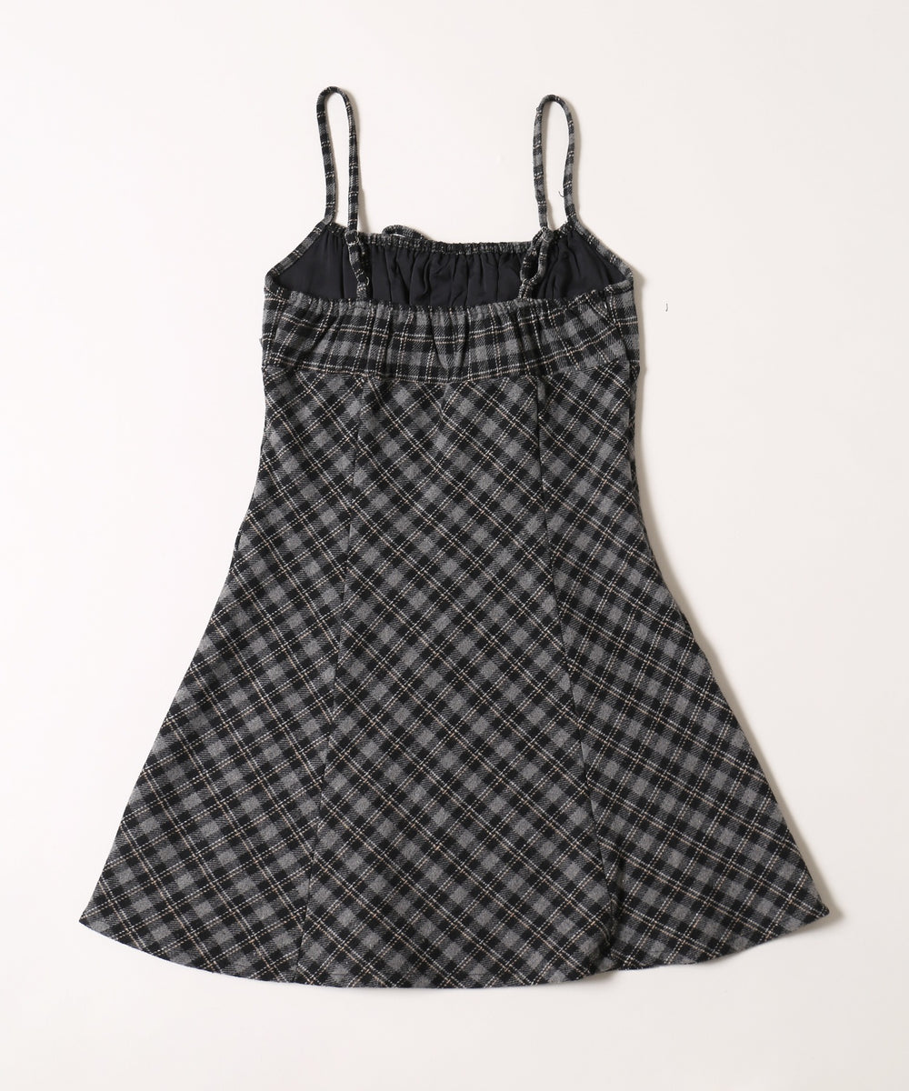 起毛チェックミニワンピース