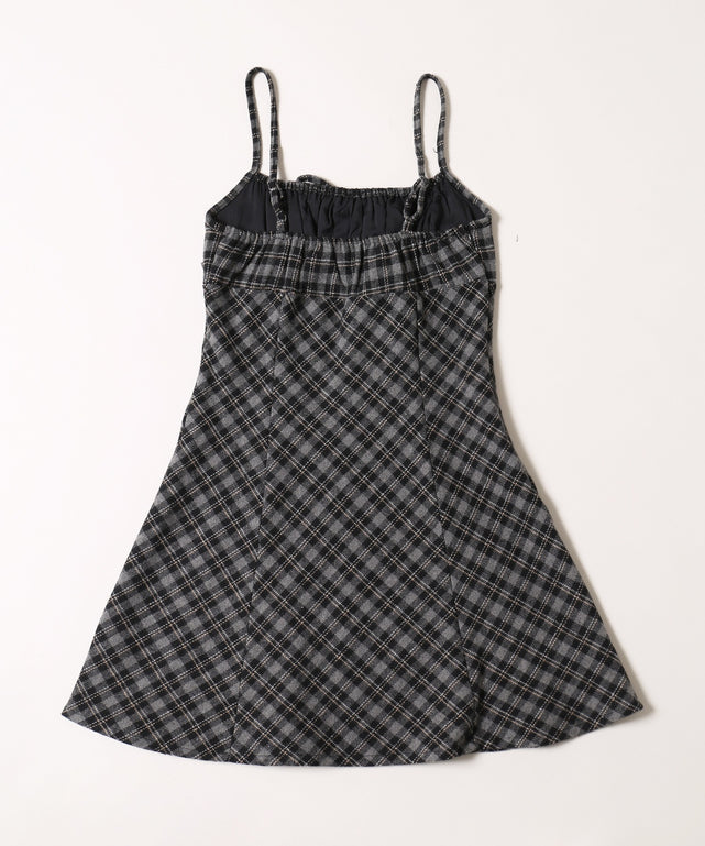 起毛チェックミニワンピース