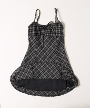 起毛チェックミニワンピース