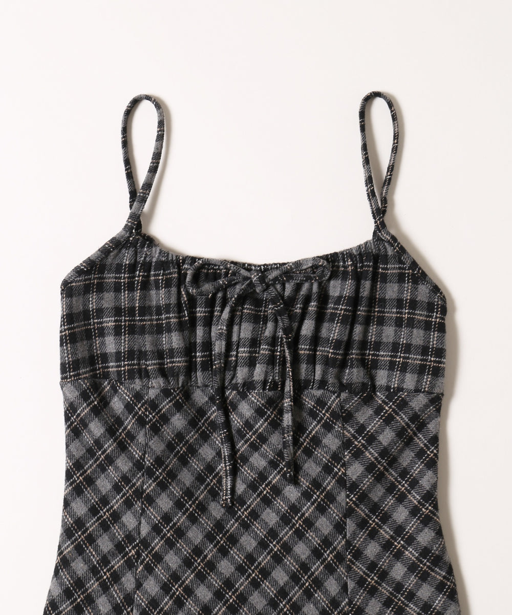 起毛チェックミニワンピース