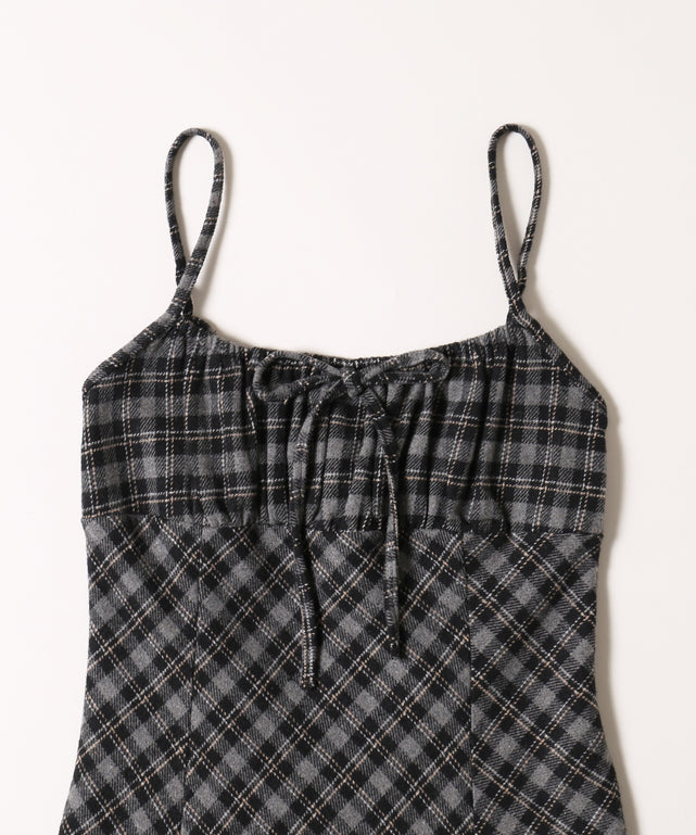 起毛チェックミニワンピース