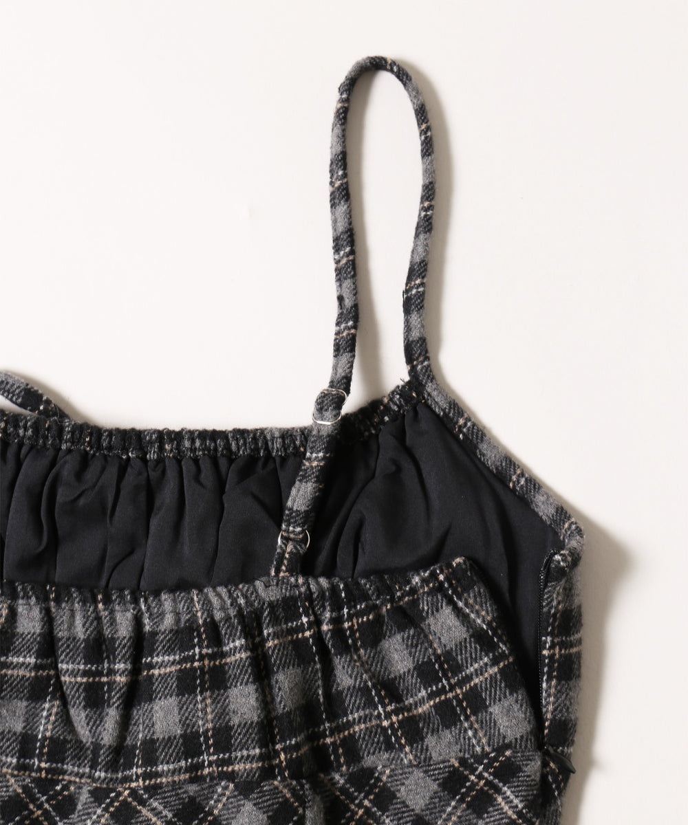 起毛チェックミニワンピース