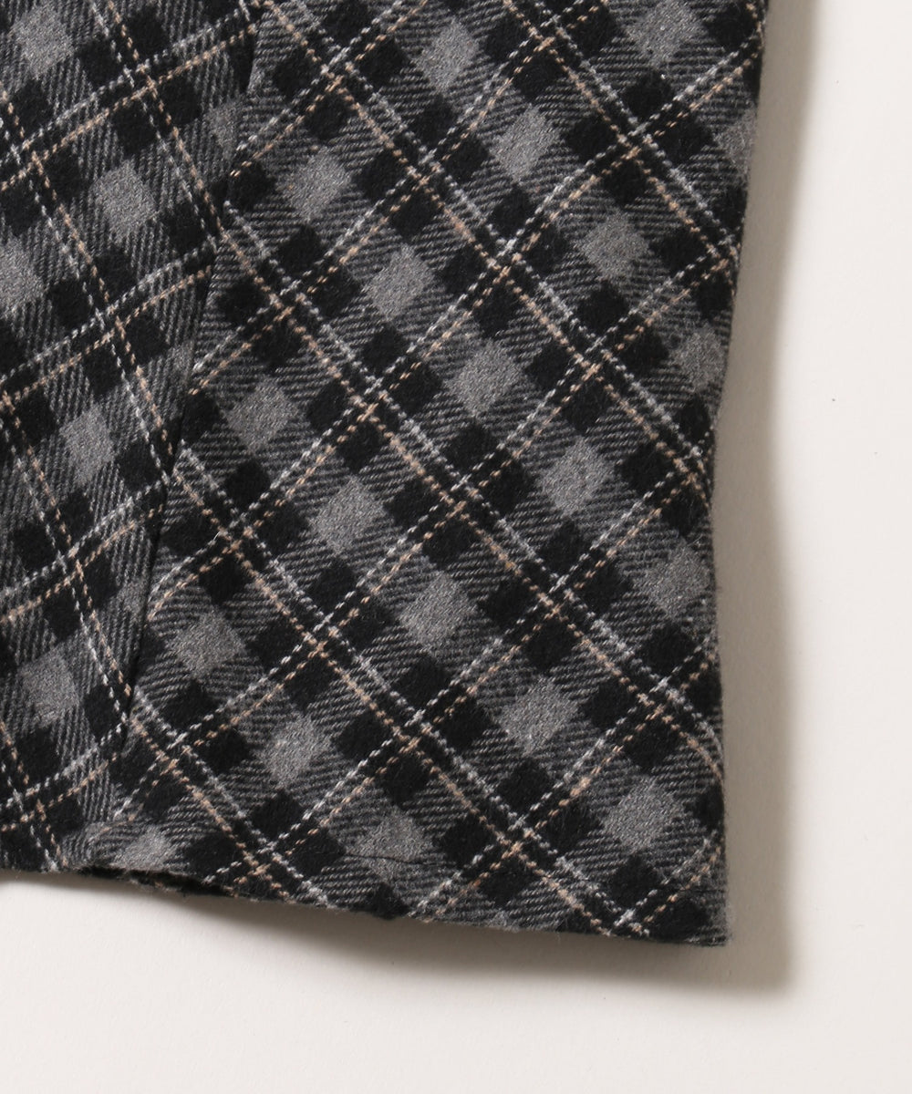 起毛チェックミニワンピース