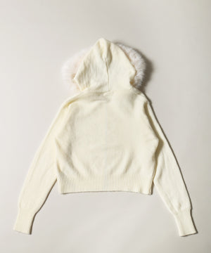 ボリュームファーフードニットパーカー