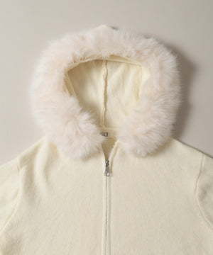 ボリュームファーフードニットパーカー