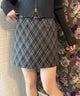 ベルトツキチェック台形スカート/ブラウン モデル：160㎝ F着用