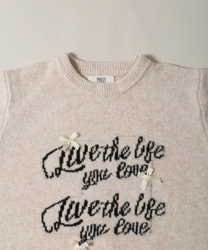 リボンデザインジャガードニット