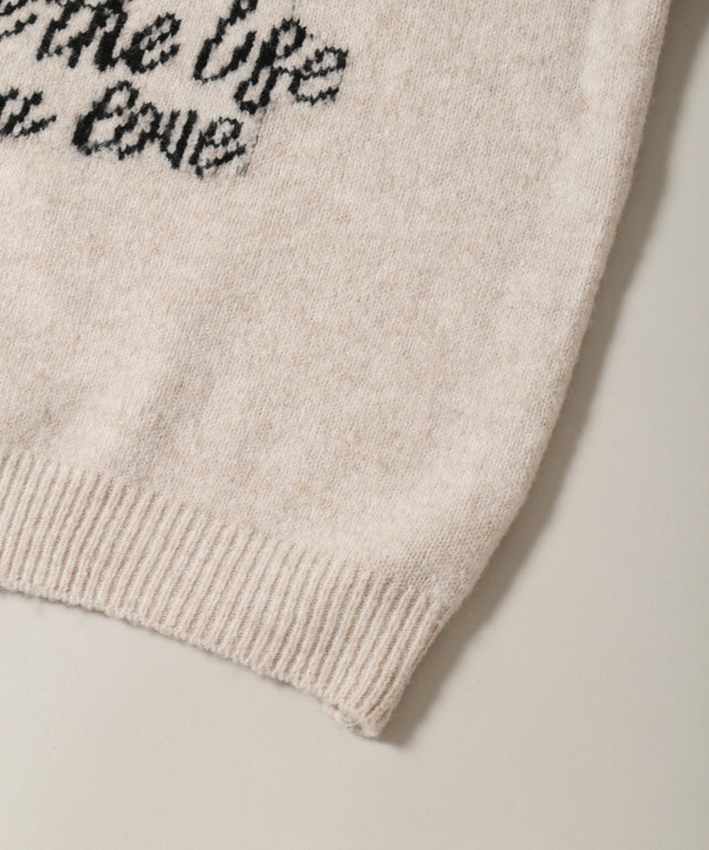 リボンデザインジャガードニット