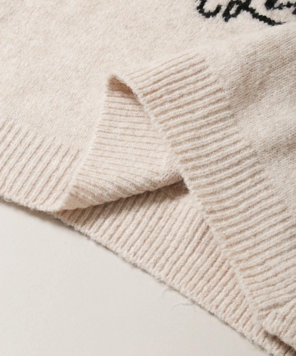 リボンデザインジャガードニット