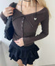 フロントボタンオフショルトップス