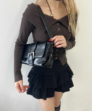 フロントボタンオフショルトップス