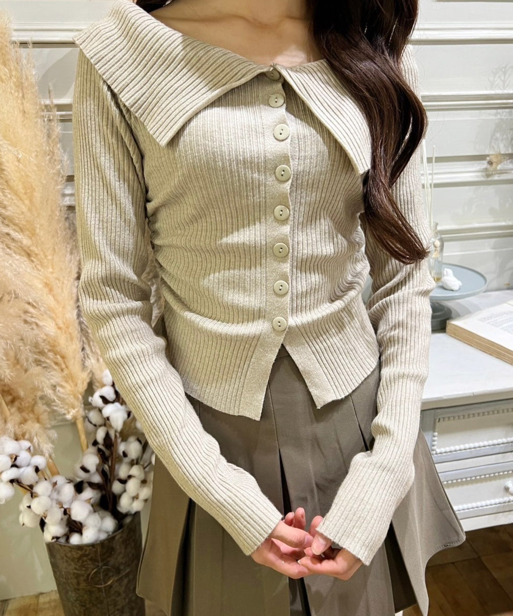 フロントボタンオフショルトップス