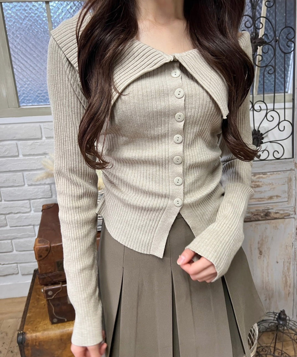 フロントボタンオフショルトップス