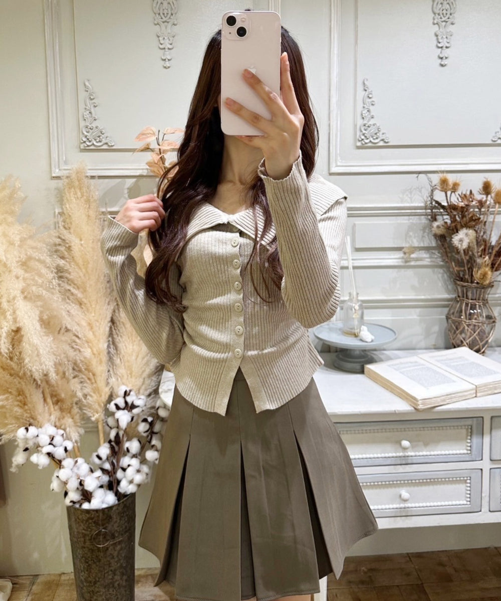 フロントボタンオフショルトップス