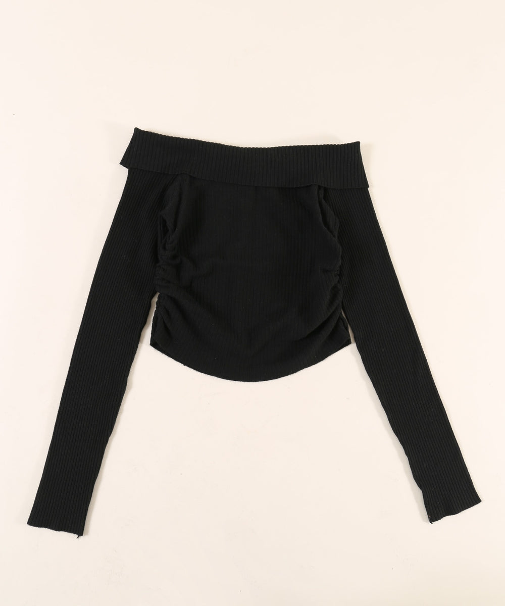 フロントボタンオフショルトップス