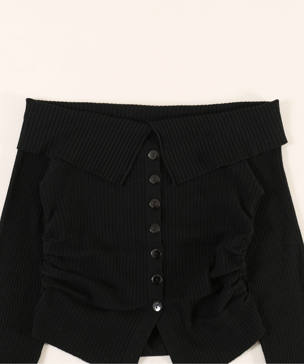 フロントボタンオフショルトップス