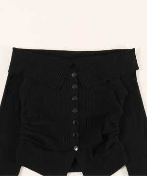 フロントボタンオフショルトップス