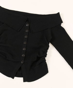 フロントボタンオフショルトップス