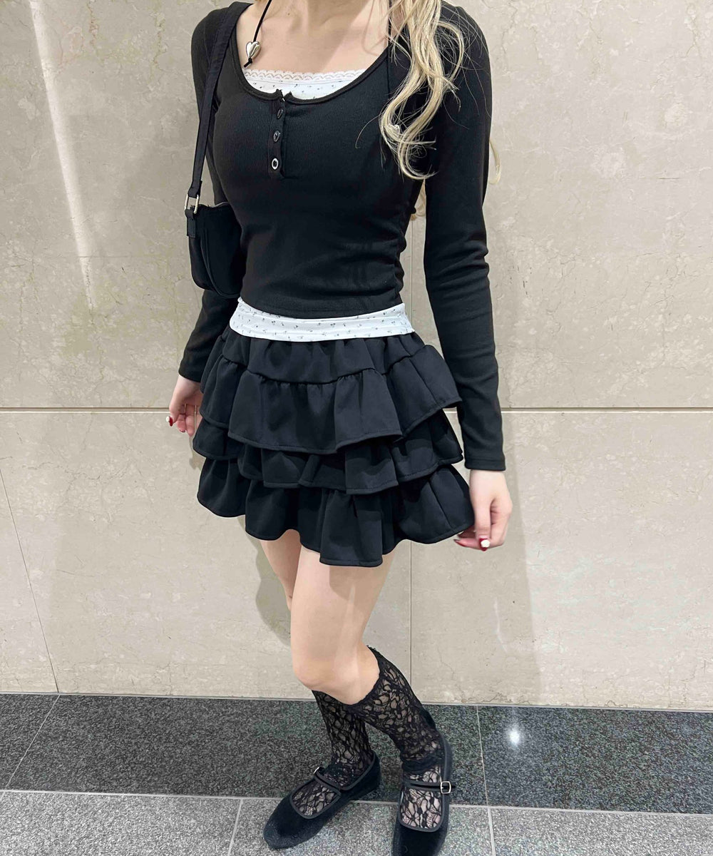 3段フリルティアードスカート