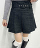 ベルト付きツイードスカート/ブラック モデル：160㎝ F着用