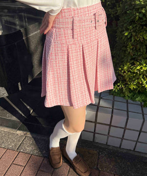 ベルト付きツイードスカート