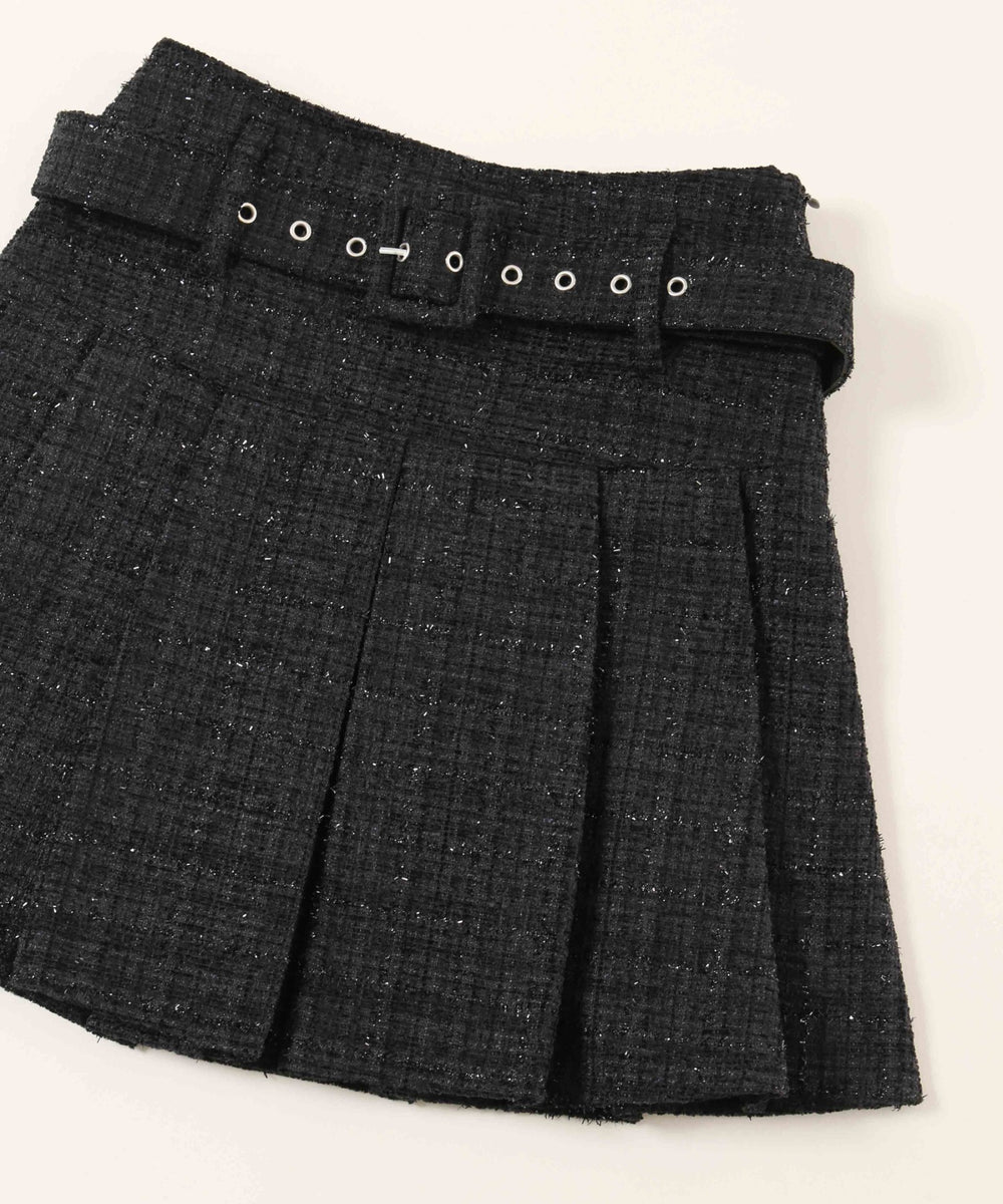 ベルト付きツイードスカート