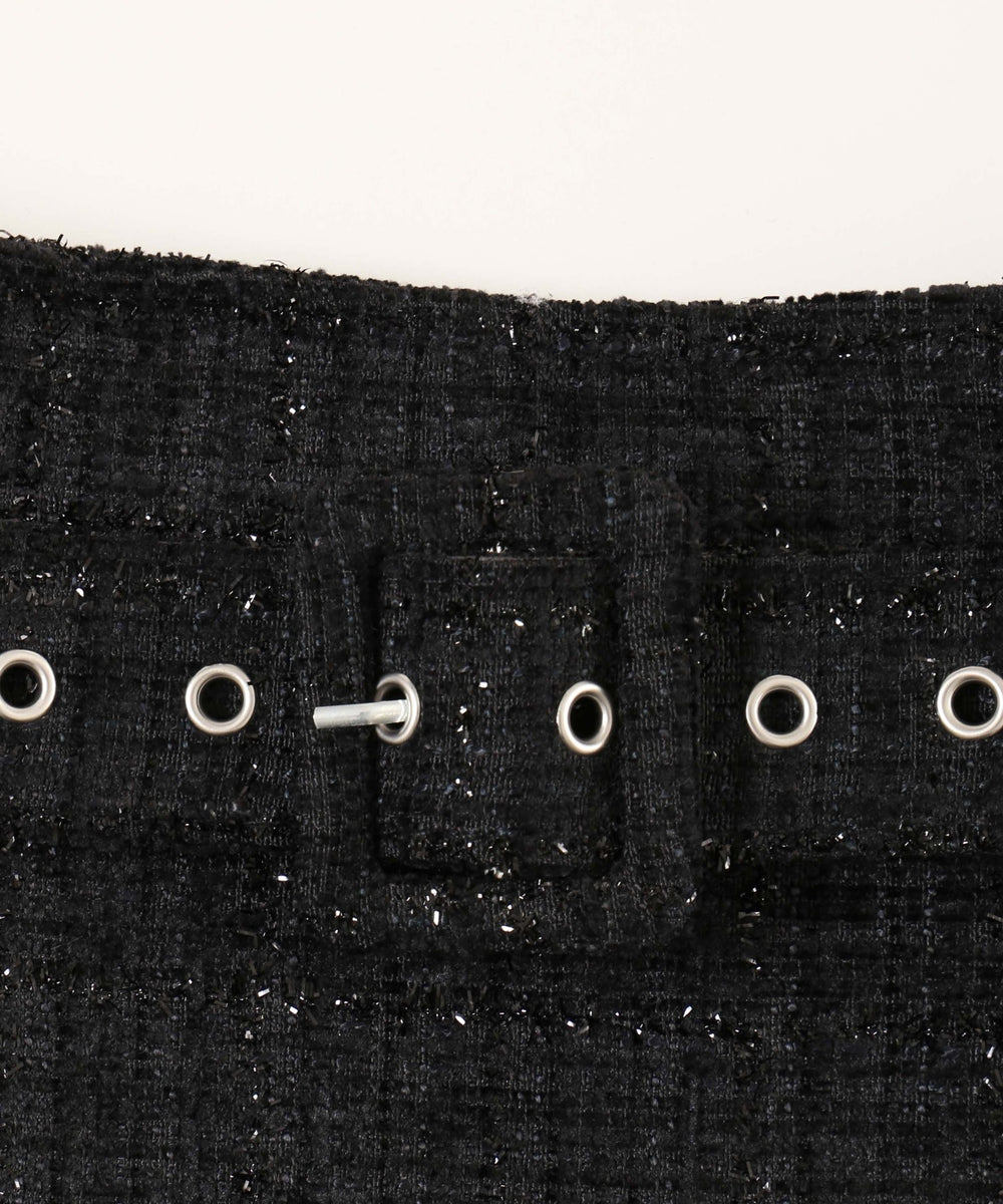 ベルト付きツイードスカート