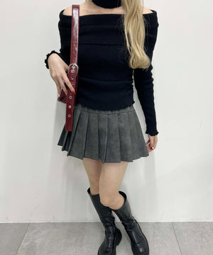 合皮プリーツスカート