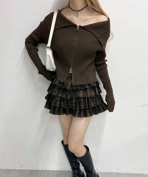 ダブルジップオフショルカーディガン