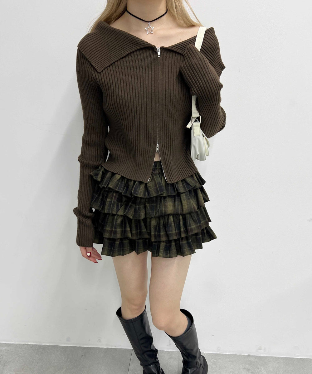 ダブルジップオフショルカーディガン