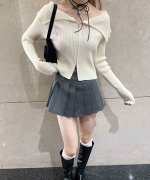 ダブルジップオフショルカーディガン