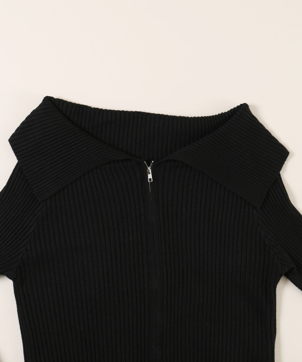 ダブルジップオフショルカーディガン