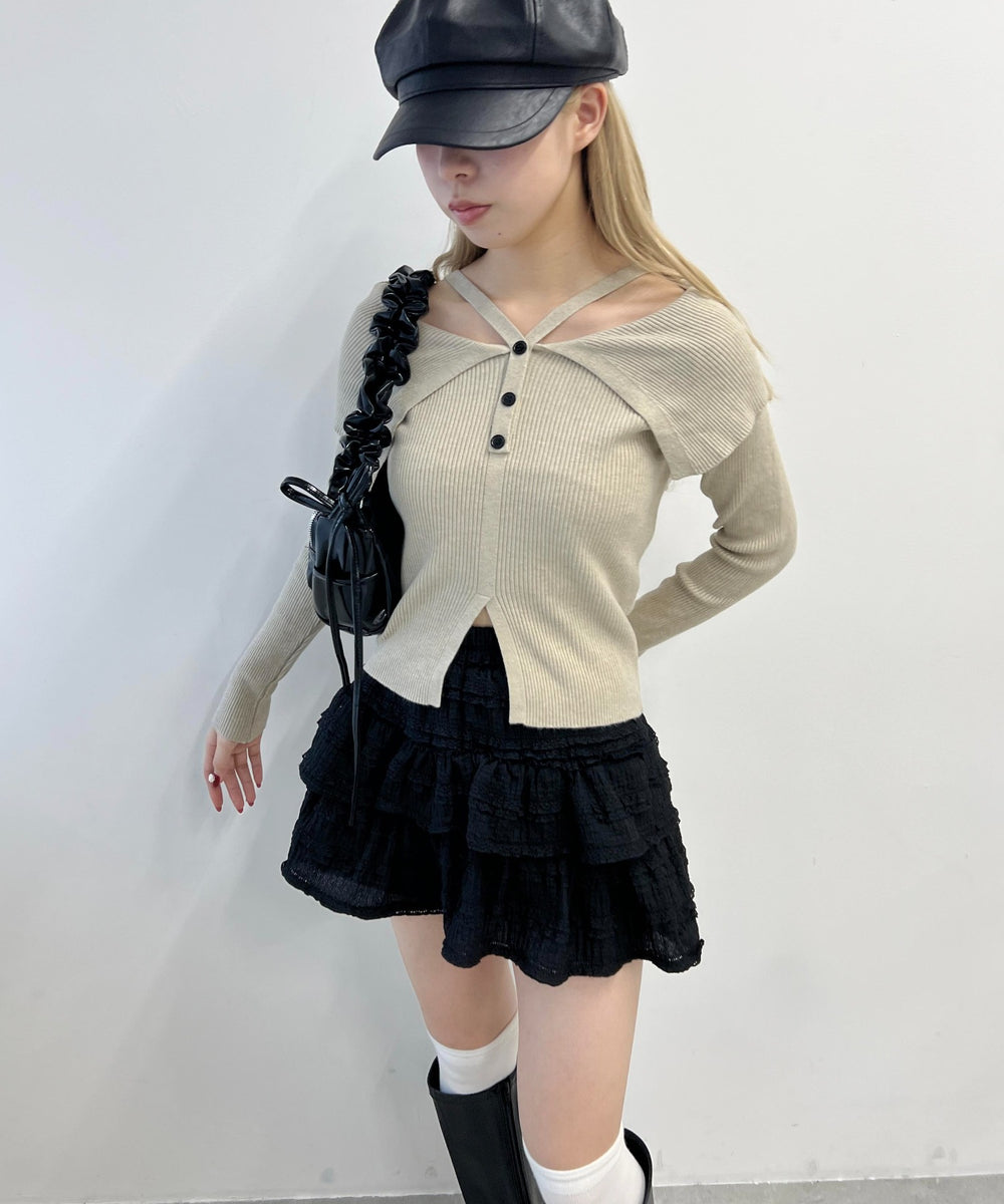 デザインオフショルトップス