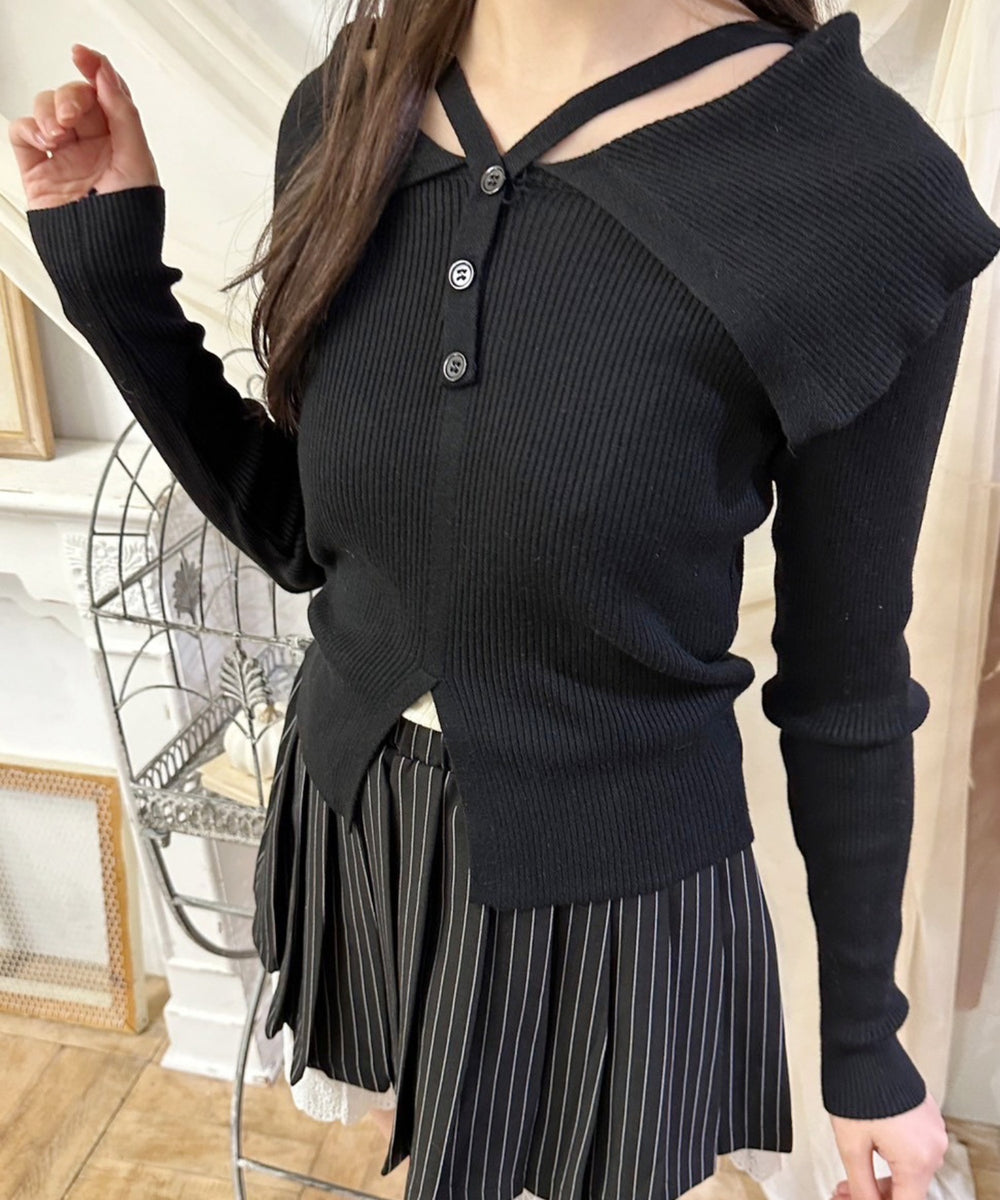 デザインオフショルトップス