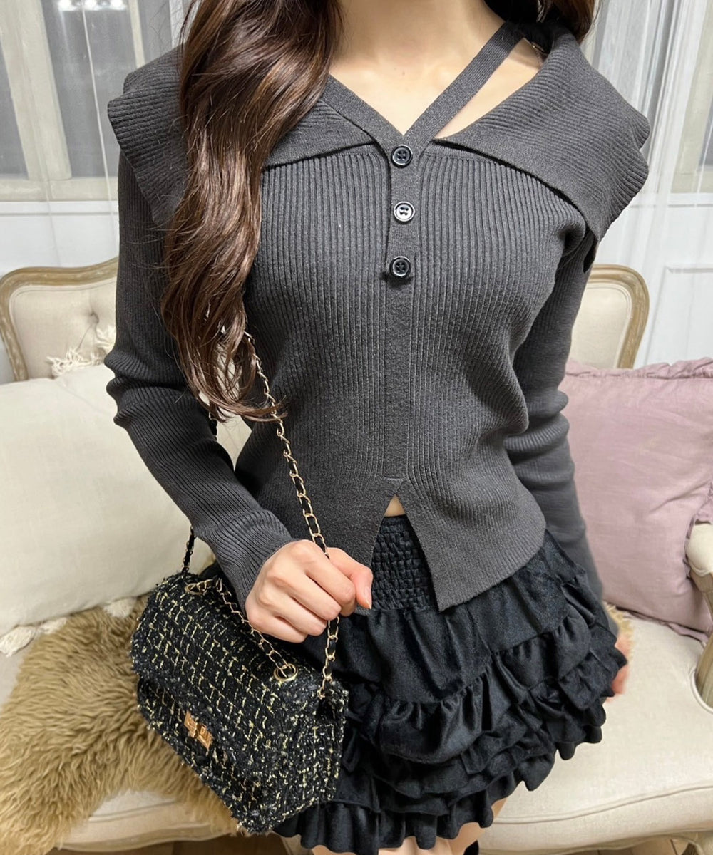 デザインオフショルトップス