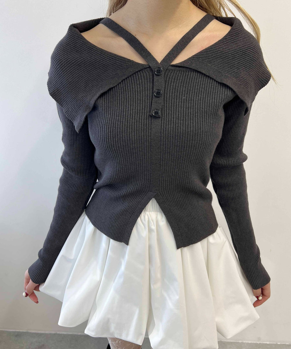 デザインオフショルトップス