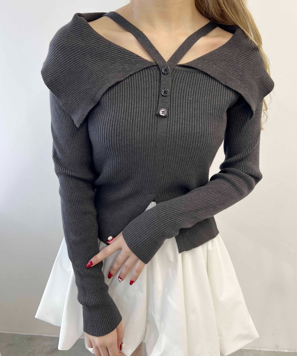 デザインオフショルトップス