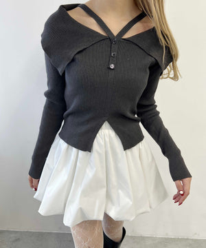 デザインオフショルトップス