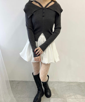 デザインオフショルトップス