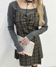 ガーリーチェックキャミワンピース/グリーン モデル：160㎝ F着用