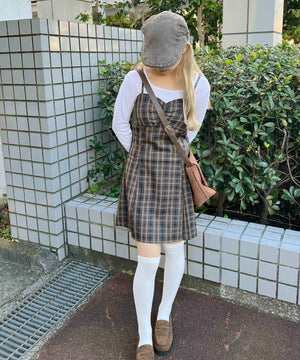 ガーリーチェックキャミワンピース